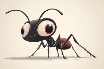 Fototapeta premium Adorable Cartoon Ant Character with Big Eyes in a Playful Pose
