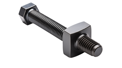 High resolution close up of a metallic bolt and nut ideal for industrial engineering and mechanical projects  Perfect for websites brochures and technical manuals