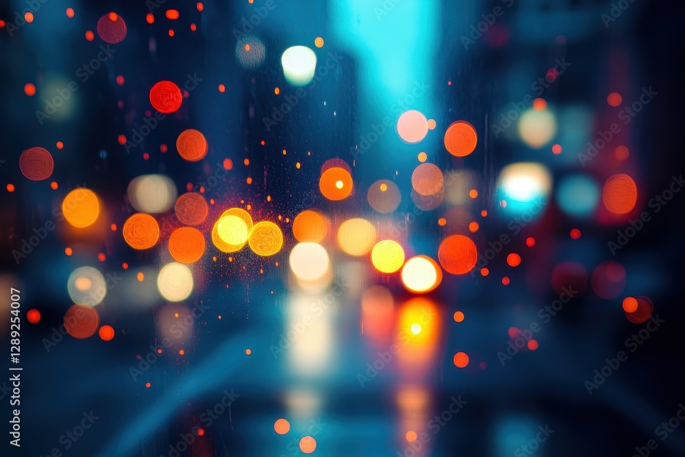 Poster a photo capturing a blurred scene of numerous lights creating a luminous and dynamic display closeup