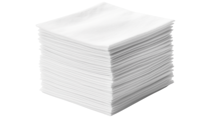 Clean White Cotton Square Napkins Stacked High for Restaurant or Home Use