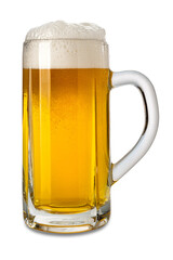 Beer mug with foam isolated on white with clipping path included