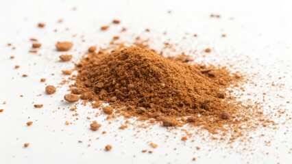 Brown Powder Pile on White Background