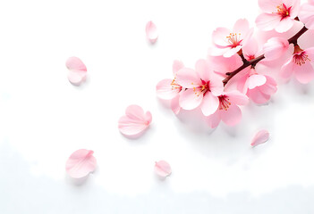 flying pink petals isolated on background cutout