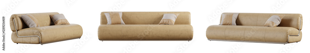 Poster sofa set isolated on transparent background. 3d render. 3d illustration.