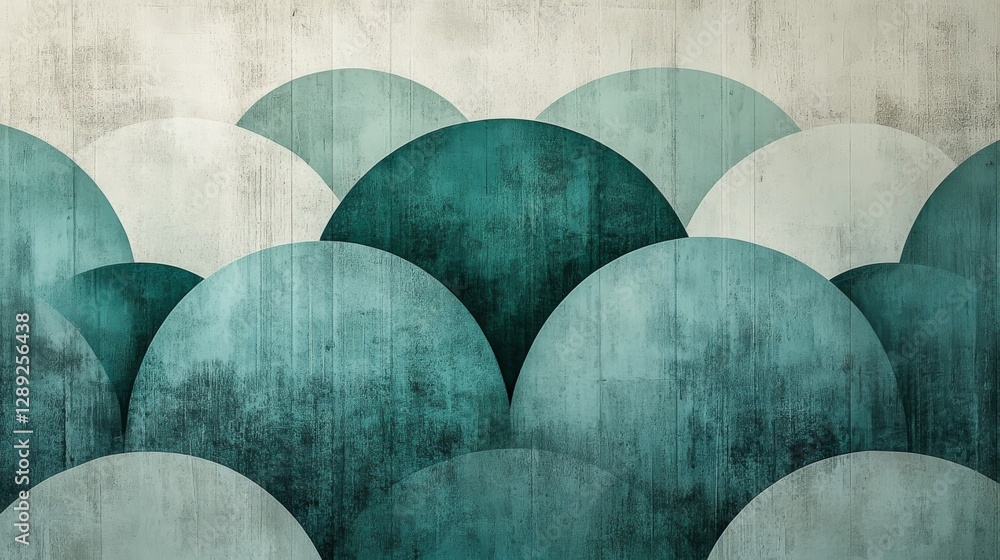 Poster colorful semi circular art design displaying layered rounded shapes