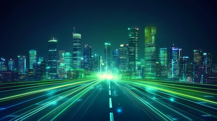 Fototapeta premium green rays abstract road lines