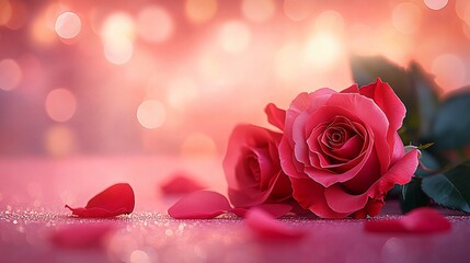 A close-up of pink and magenta roses, perfect for Valentine's Day or Mother's Day designs, evoking romance and serenity with ample copy space.