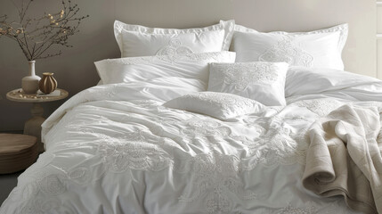 bed with white clean linen