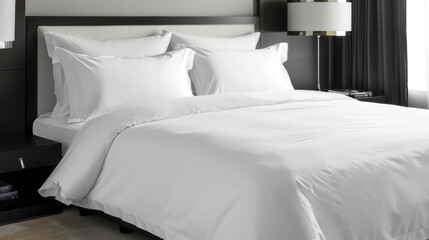 bed with white clean linen