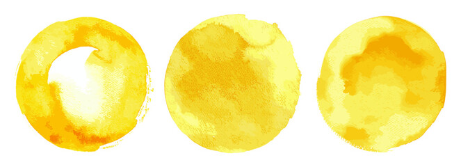 yellow watercolor vector hand-painted round circle isolated, transparent PNG, artistic circle, abstract design, paint splash, watercolor art, vibrant circle, artistic texture, isolated circle