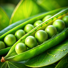 Green peas in pod on plant