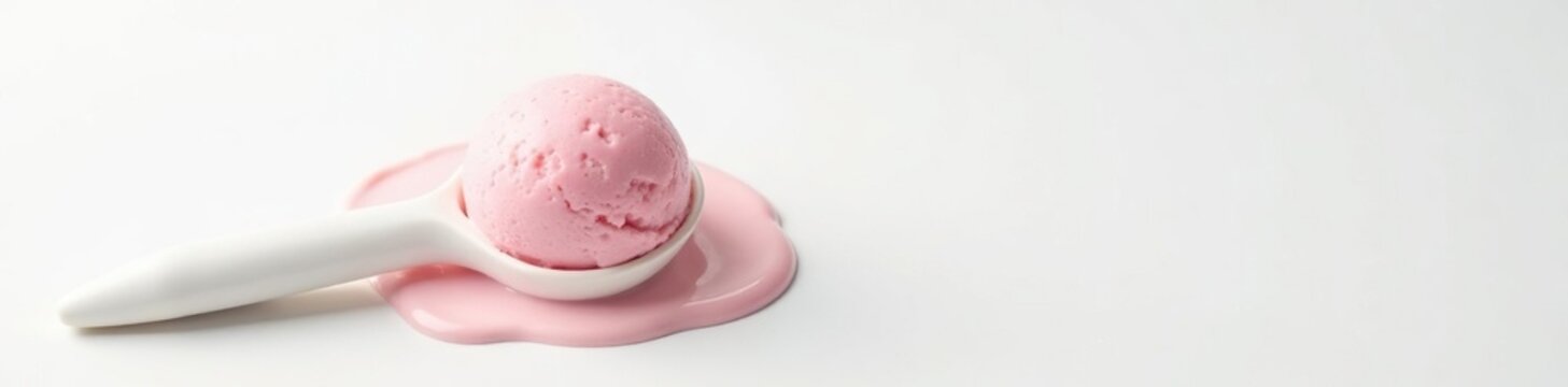 White background with a soft gelato scoop and visible fat globules in the creaminess, white, fat globules, gelato