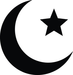 moon and star silhouettes islamic symbol vector