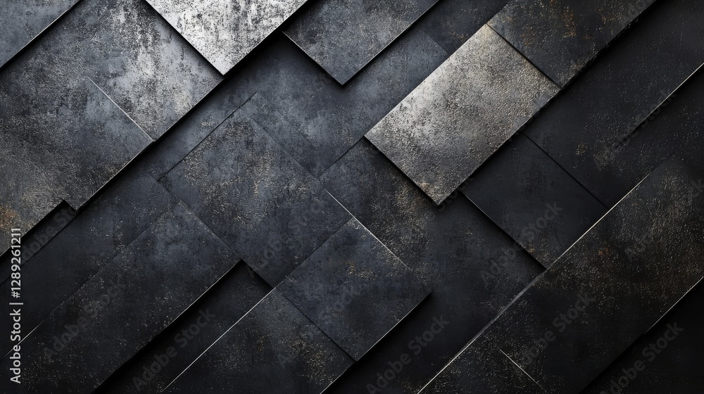 Poster abstract view of metallic tiles arranged in a pattern