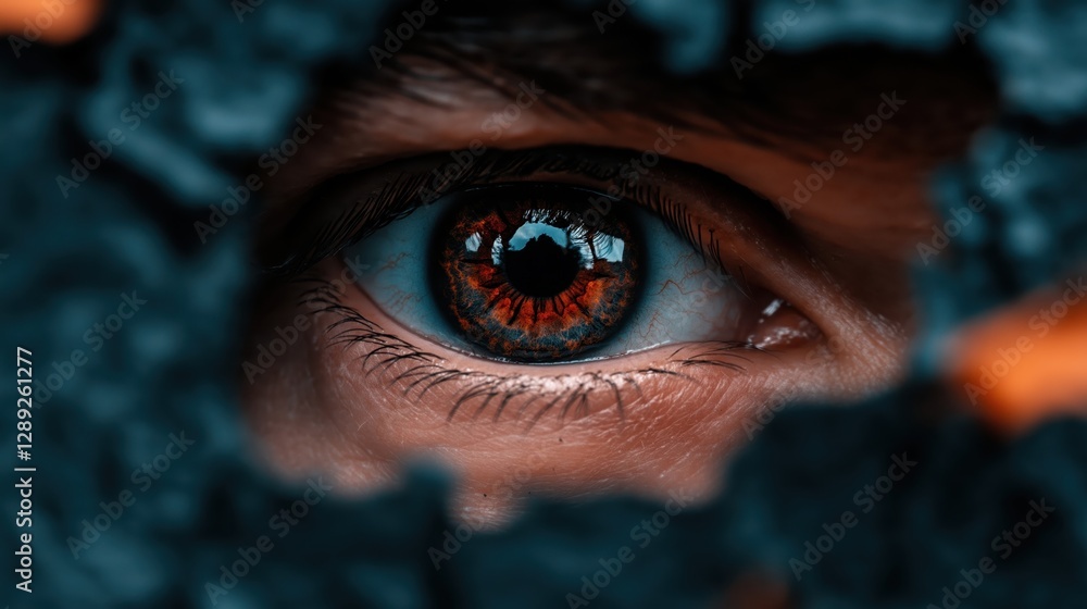 Poster unique close-up of an eye with vivid colors exploring depth and texture during a creative photograph