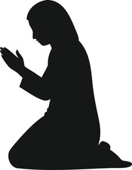 Praying woman silhouette islamic vector art