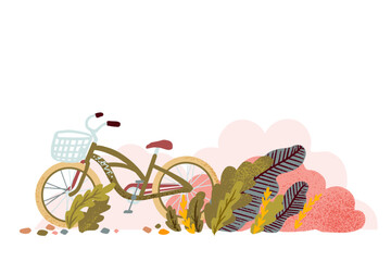 modern flat illustration in nice colors. summer nature,sport,cycling.