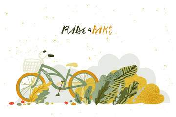 modern flat illustration in nice colors. summer nature,sport,cycling.