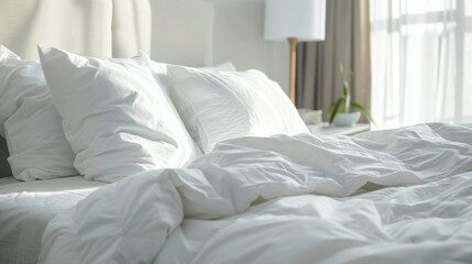 bed with white clean linen
