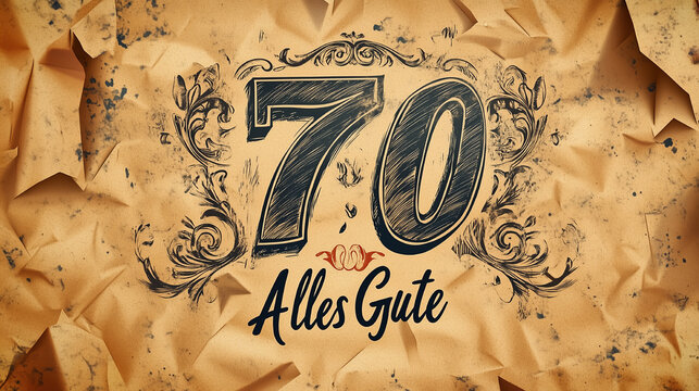 Celebration of 70 years with a beautifully designed greeting that combines vintage elements and heartfelt wishes in a creative layout