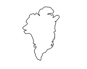 Vector isolated Greenland island map minimal colorless black and white contour line easy drawing