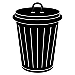 Trash Bin Icon – Waste Management Vector Art Illustration Design for Cleanliness and Recycling