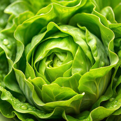 Butterhead lettuce with dewdrops