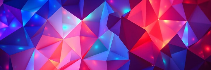 Obraz premium Blue and pink polygonal shapes with glowing light effects 