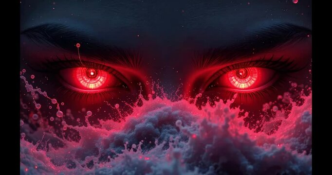 Scary Halloween vampire in the sea waves. 4k video