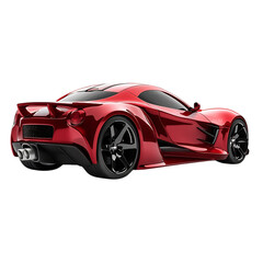 Red Sports Car with Turbocharge Isolated on Transparent Background
