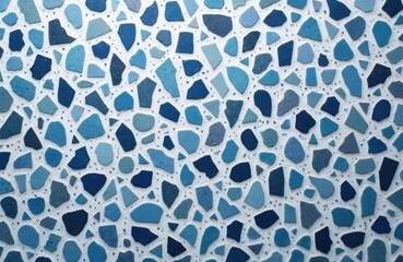 Obraz premium Seamless blue, white terrazzo texture background. Random geometric pattern with marble stone fragments. Modern style floor, wall surface material for interior, exterior architecture design, building