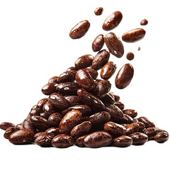 Obraz premium Dark brown beans exploding from a pile.