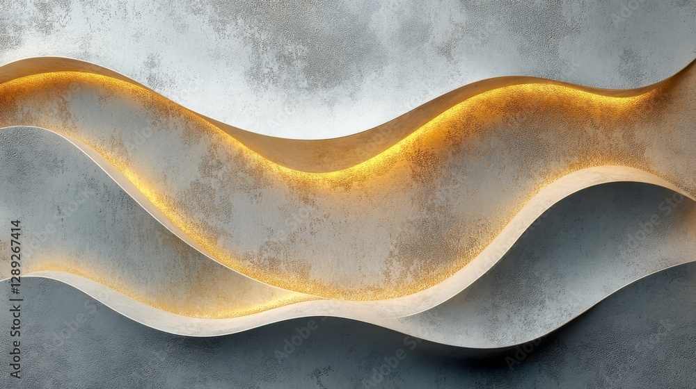 Poster a textured design with waves and golden inner glow is displayed
