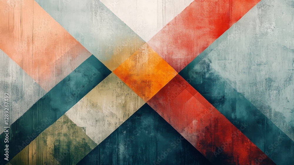 Poster angular colored geometric abstract illustration using various intersecting shapes