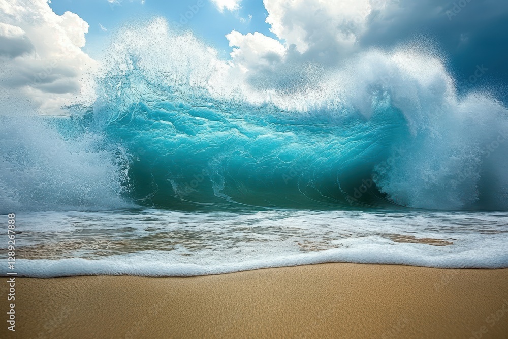 Aufkleber a photo capturing a massive expanse of water with powerful waves crashing against its surface the co