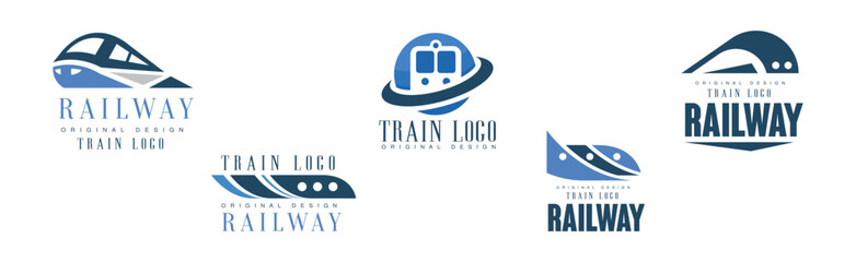 Train and Railroad Traffic Logo Design Vector Set