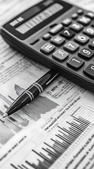 Financial report calculator pen