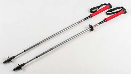Trekking Poles on White Background