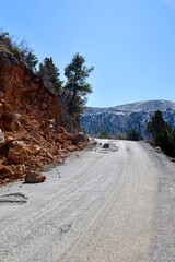 avalanche on a mountain road. High quality photo