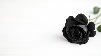 Black rose on white wood; sympathy card design