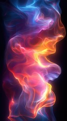Colorful Abstract Smoke Waves in Blue, Orange, and Pink Hues