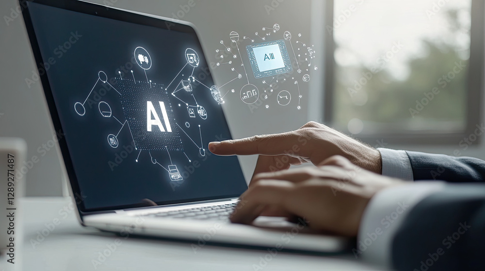 Aufkleber ai technology on laptop exploring artificial intelligence applications