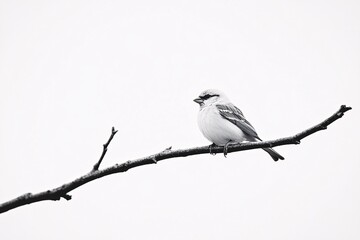 Small Sparrow with Distinct Beak in Minimalist Setting