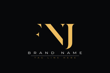 FNJ abstract letter logo design. This logo is designed by three abstract letters.