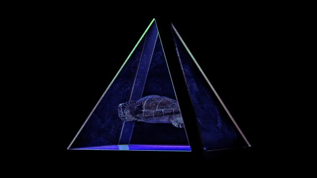 Flying Turtle inside a Pyramyd Loop Animation