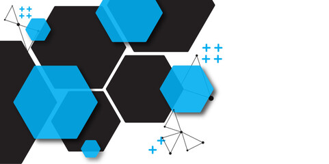Corporate Technology Concept with Hexagonal Shapes. Abstract Science and Tech-Inspired Hexagon Design. 