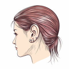 detailed illustration of human ear with multiple piercings, showcasing anatomical features