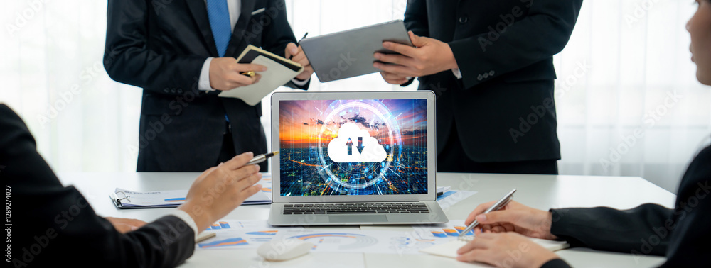 Poster cloud computing software for brisk remote work and personal data storage
