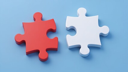 Fototapeta premium Red and white puzzle game