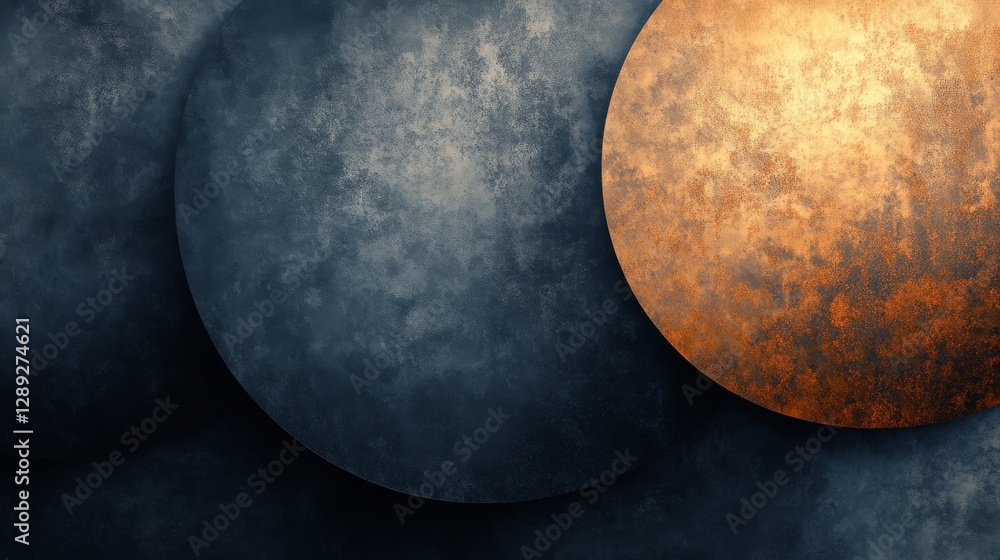 Poster overlapping circles with different textures and faded colors
